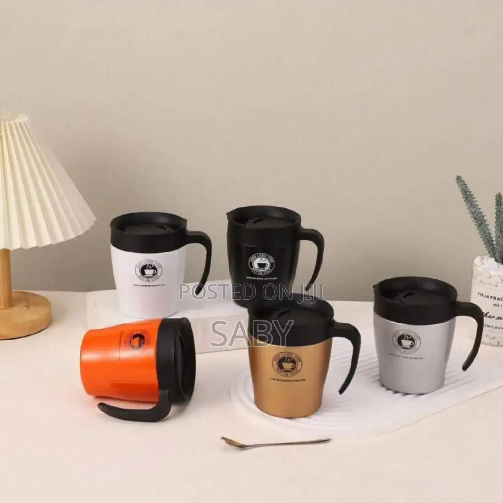 Stainless Still Coffee Mug With Spoon