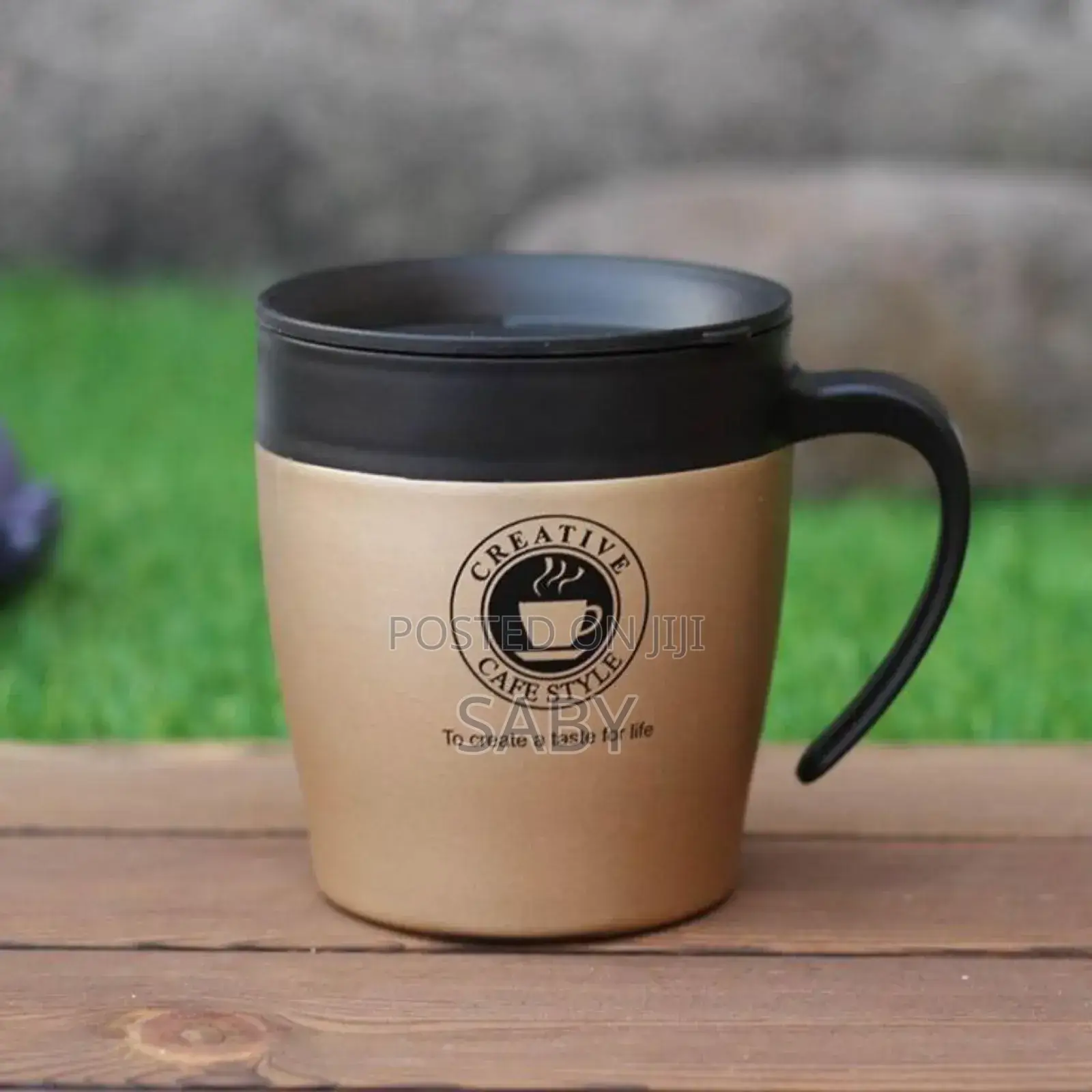 Stainless Still Coffee Mug With Spoon