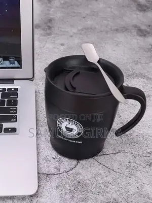 Stainless Still Coffee Mug With Spoon