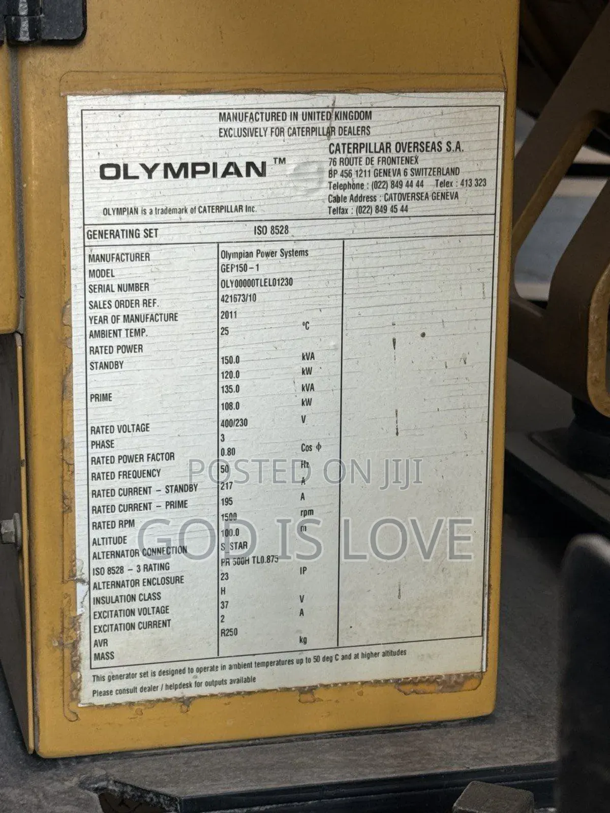 የሚሸጥ ጀነሬተር 150kva CAT Generator Price 2.8ሚሊዮን