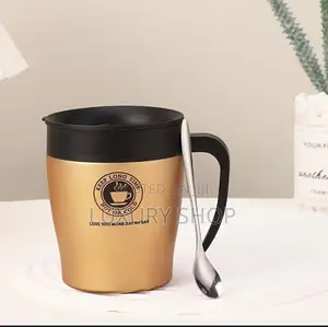 Stainless Still Coffee Mug With Spoon