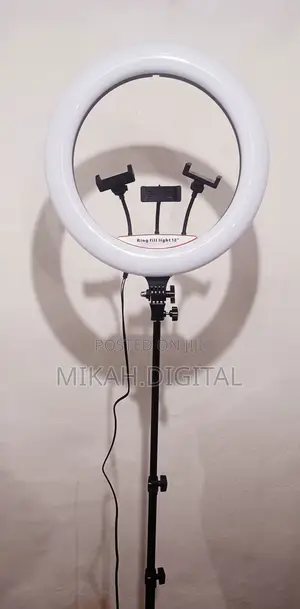18'' Bicolor Ring Light With 3 Phone Holder 2.6m Stand