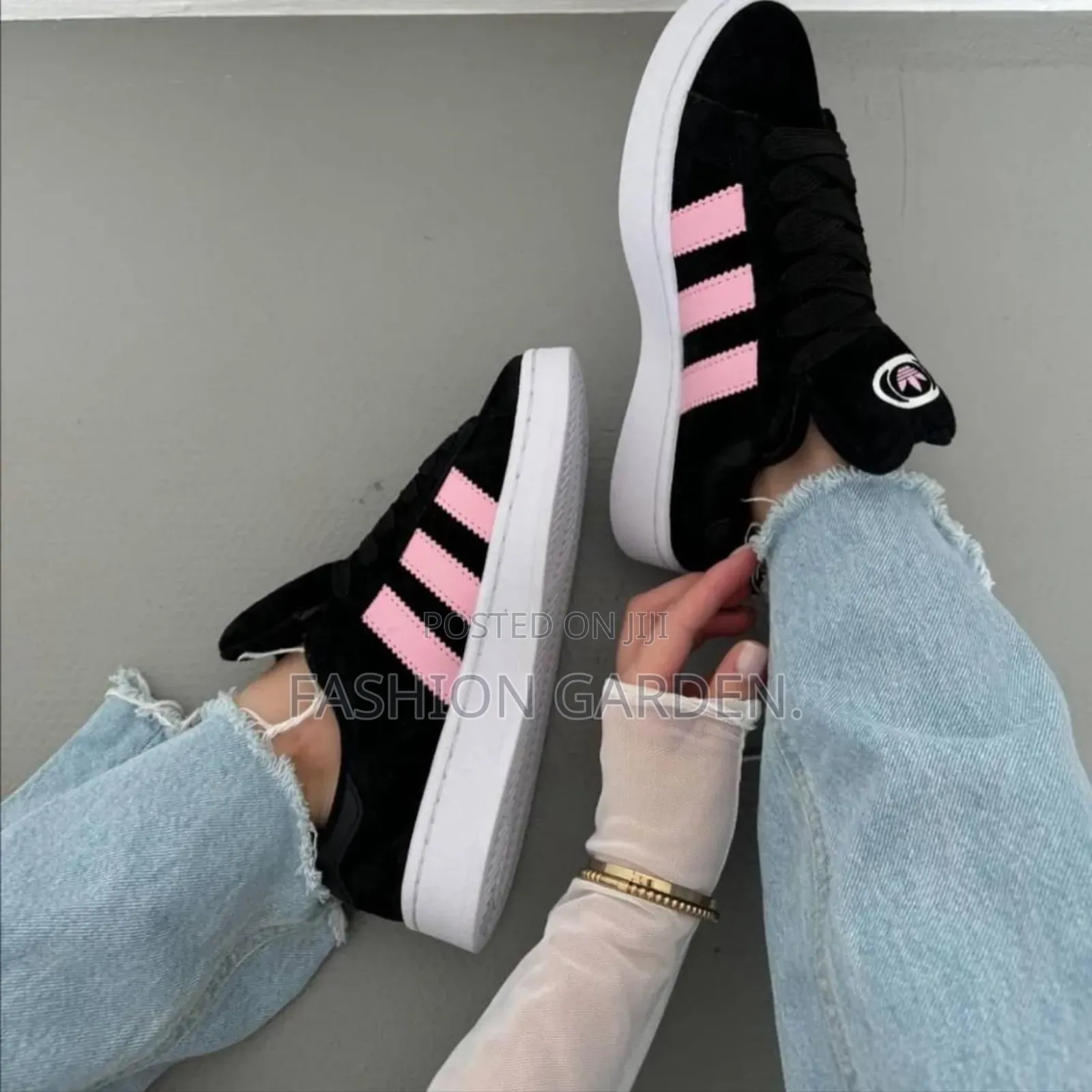 Adidas Campua00s Black Pink Sneaker Shoes for Ladies