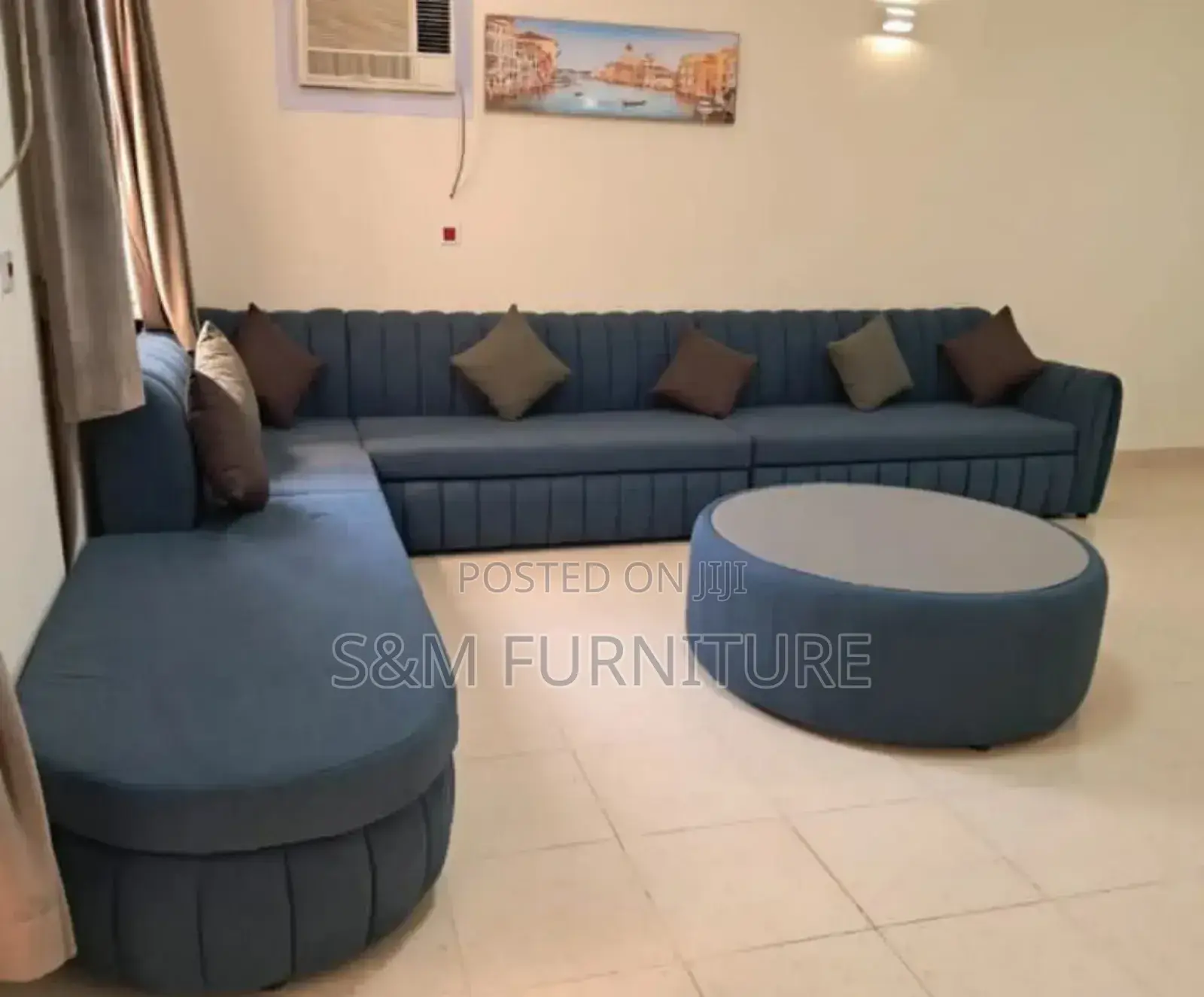 Elegant L Shape Sofa With Circular Table