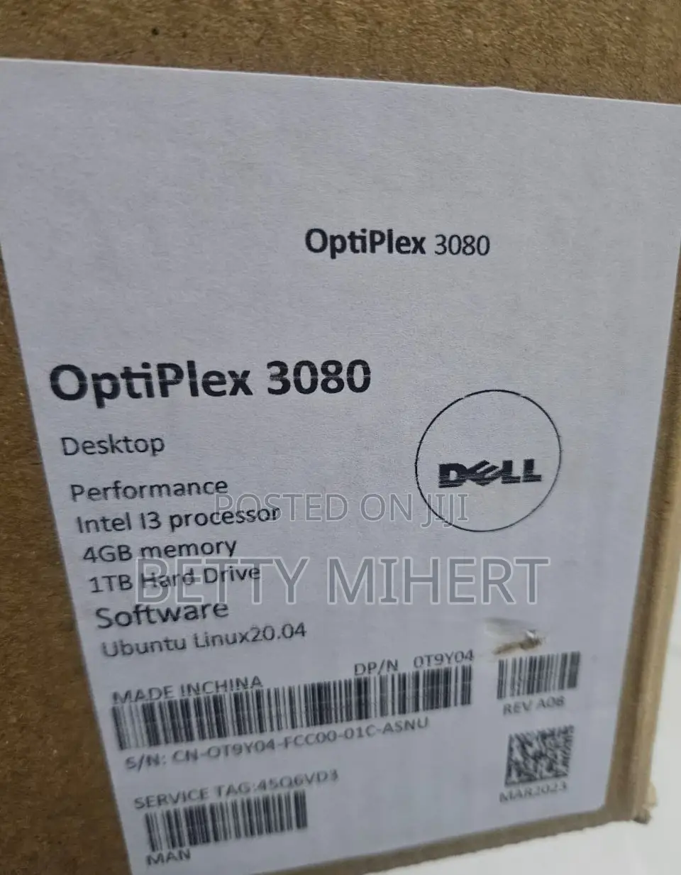Desktop Computer Dell OptiPlex 3080 8GB Intel Core I5 HDD 1T