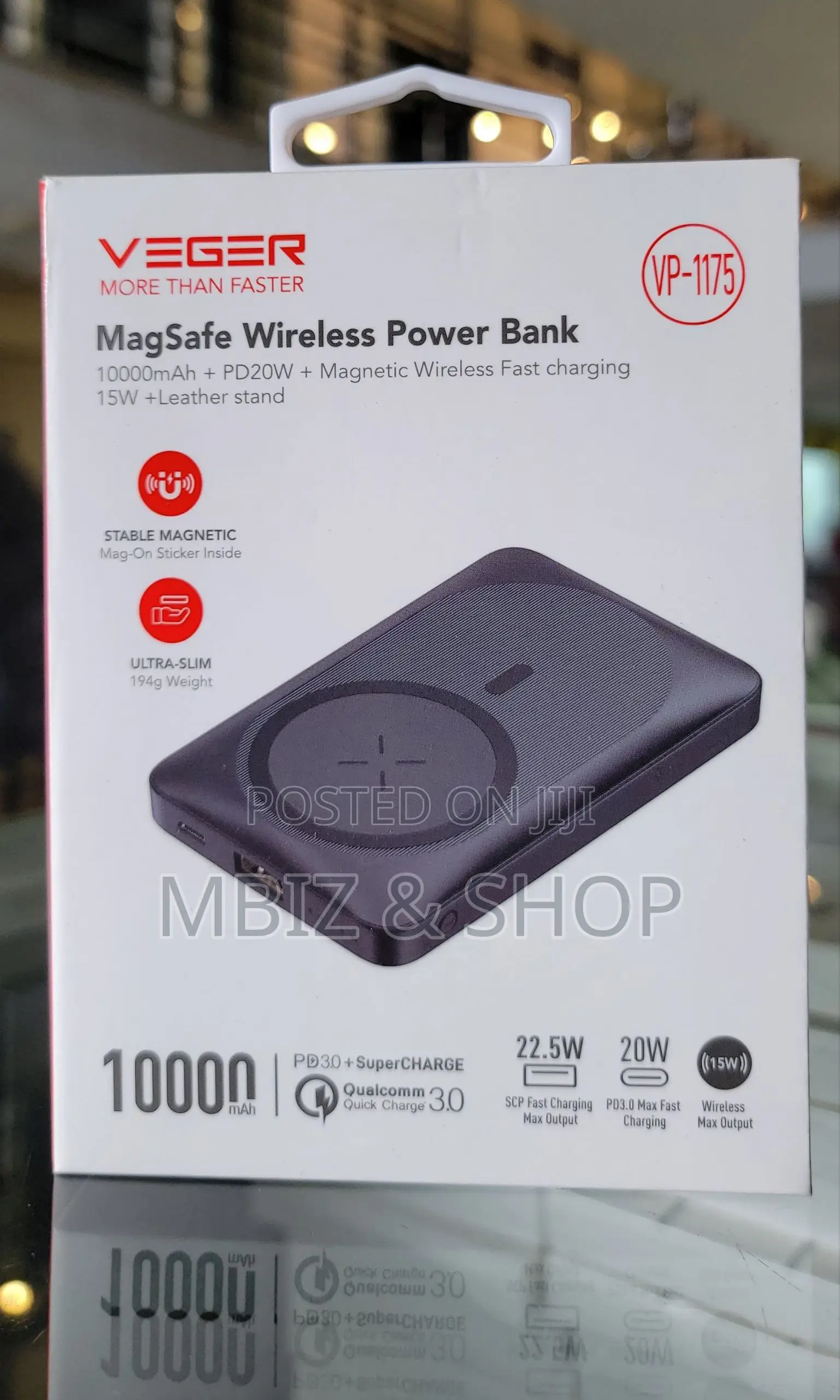 Veger 10000m Ah Magnetic Wireless Power Bank