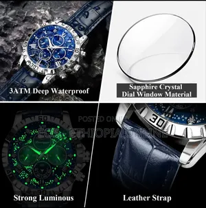 POEDAGAR Luxury Leather Band Wristwatches For Men [Preorder]