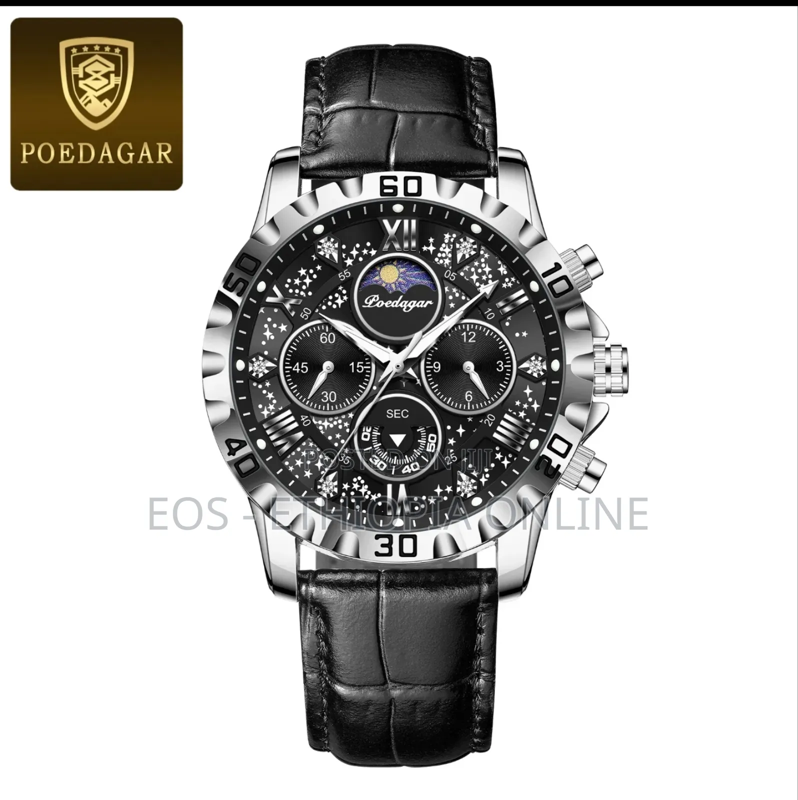 POEDAGAR Luxury Leather Band Wristwatches For Men [Preorder]