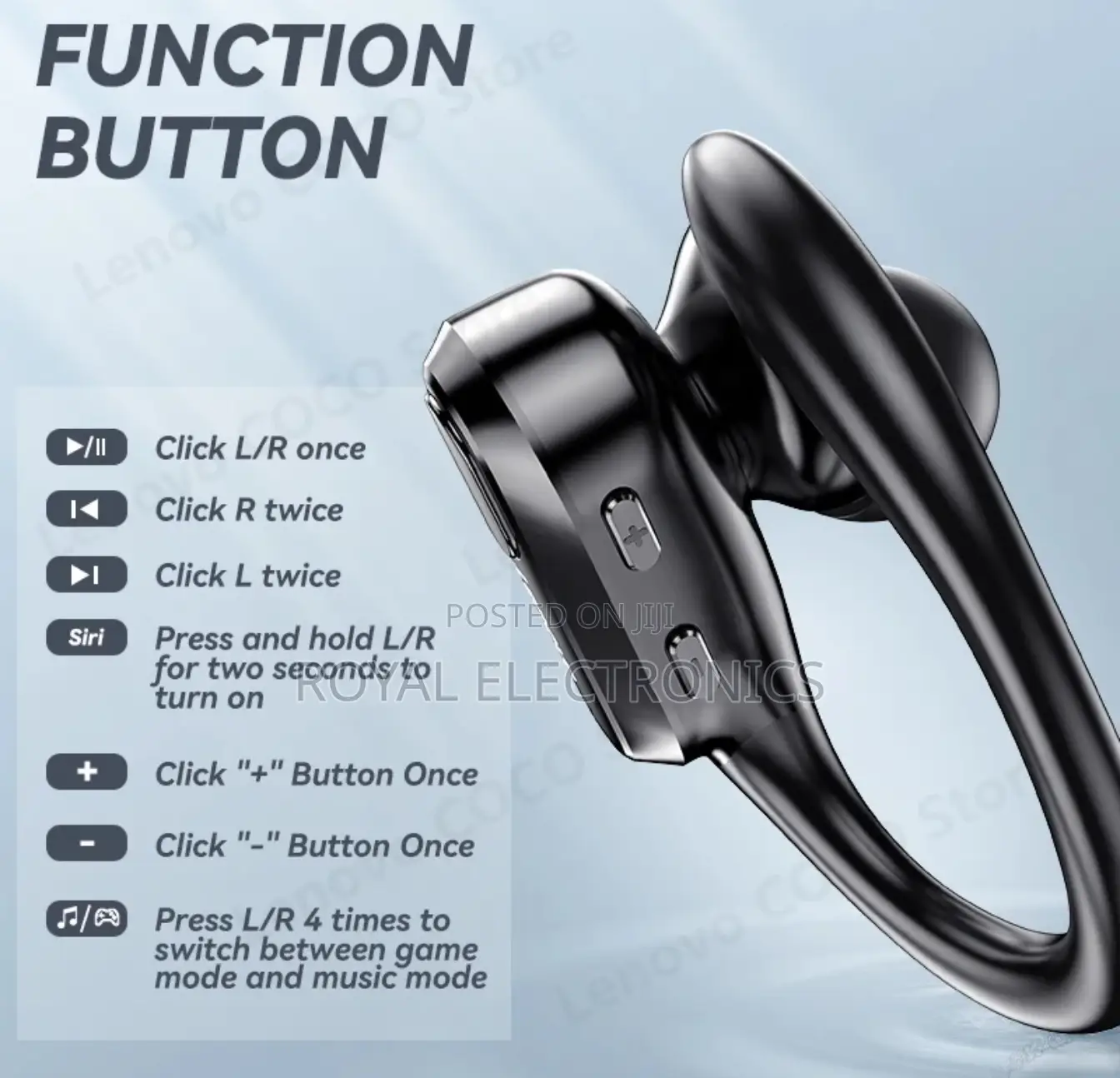 Lenovo TWS Waterproof LCD Display Noise Reduction Earbuds