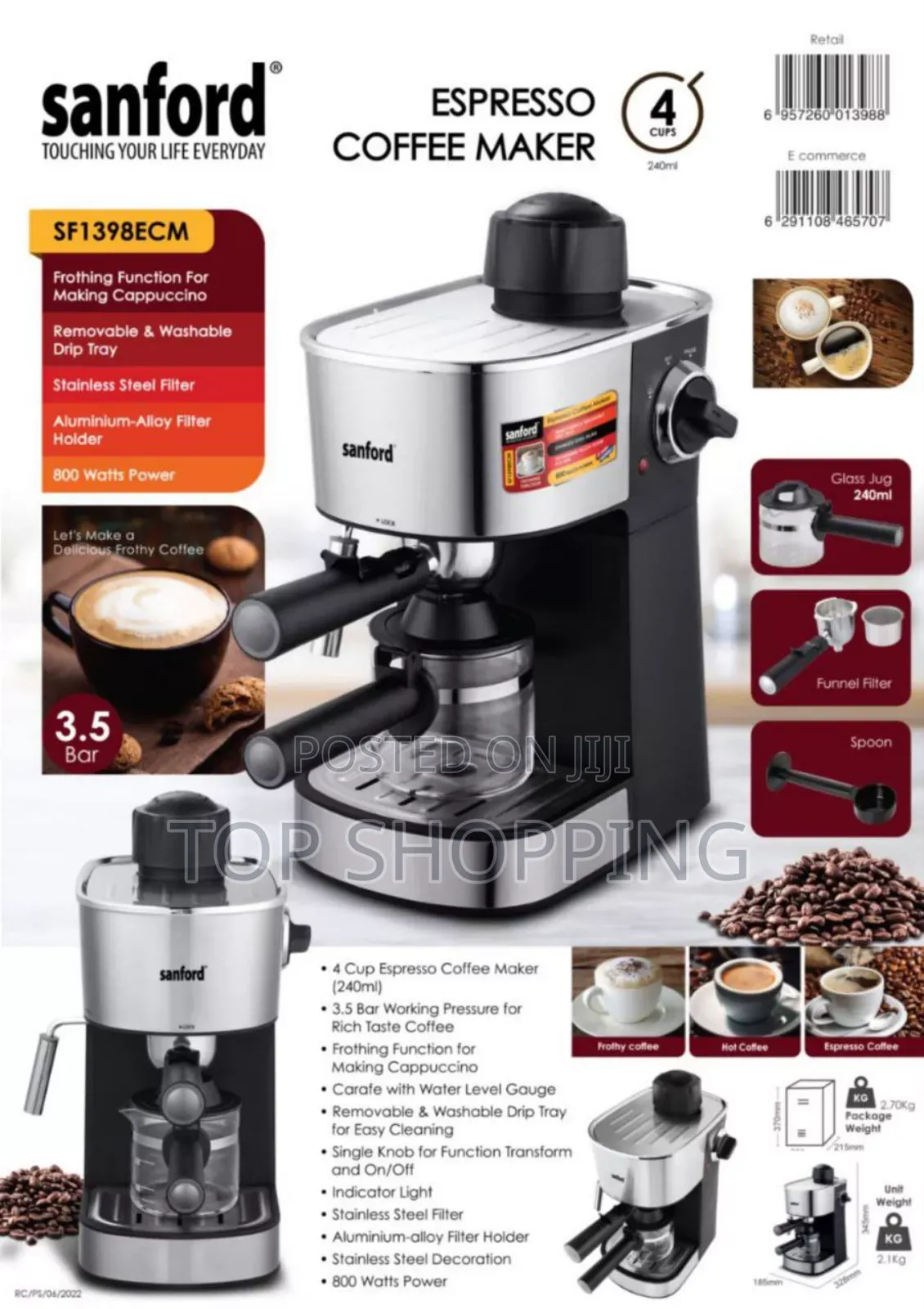 Sanford Coffee Maker 3.5 Bar (100% Original)