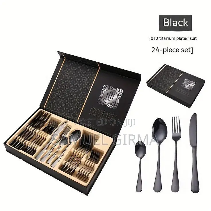 24pc Stainless Steel Cuterly Set With Spoon Knife Holder