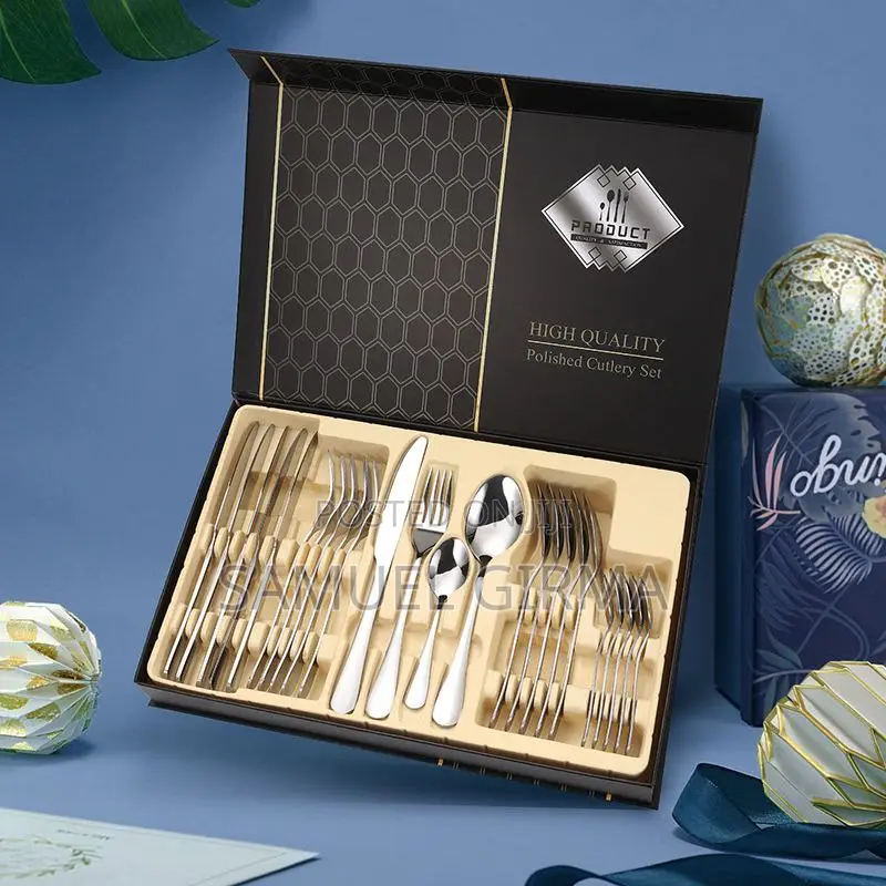 24pc Stainless Steel Cuterly Set With Spoon Knife Holder