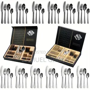 24pc Stainless Steel Cuterly Set With Spoon Knife Holder