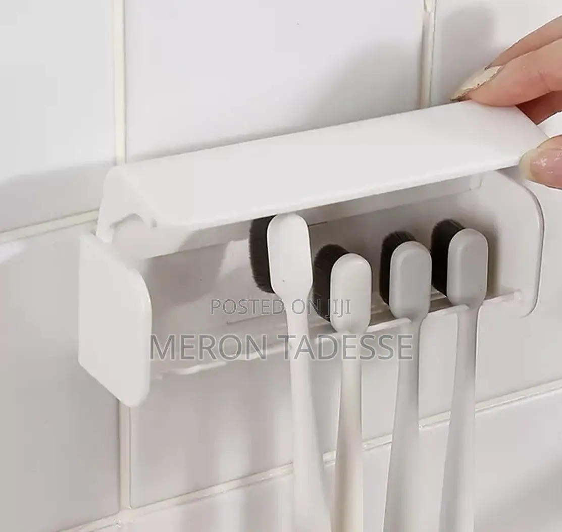 Tooth Brush Holder ተለጣፊ የጥርስ ቡርሽ ማስቀመጫ 6 ጥርስ ቡርሽ ይይዛል