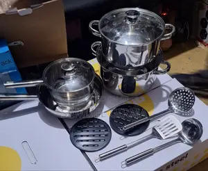 2 ድስቶች + 1 ወጥ ማቅረቢያ + 1 መጥበሻ +3የተለያዩ ማንኪያዎች+2የትኩስ ማብረጃ