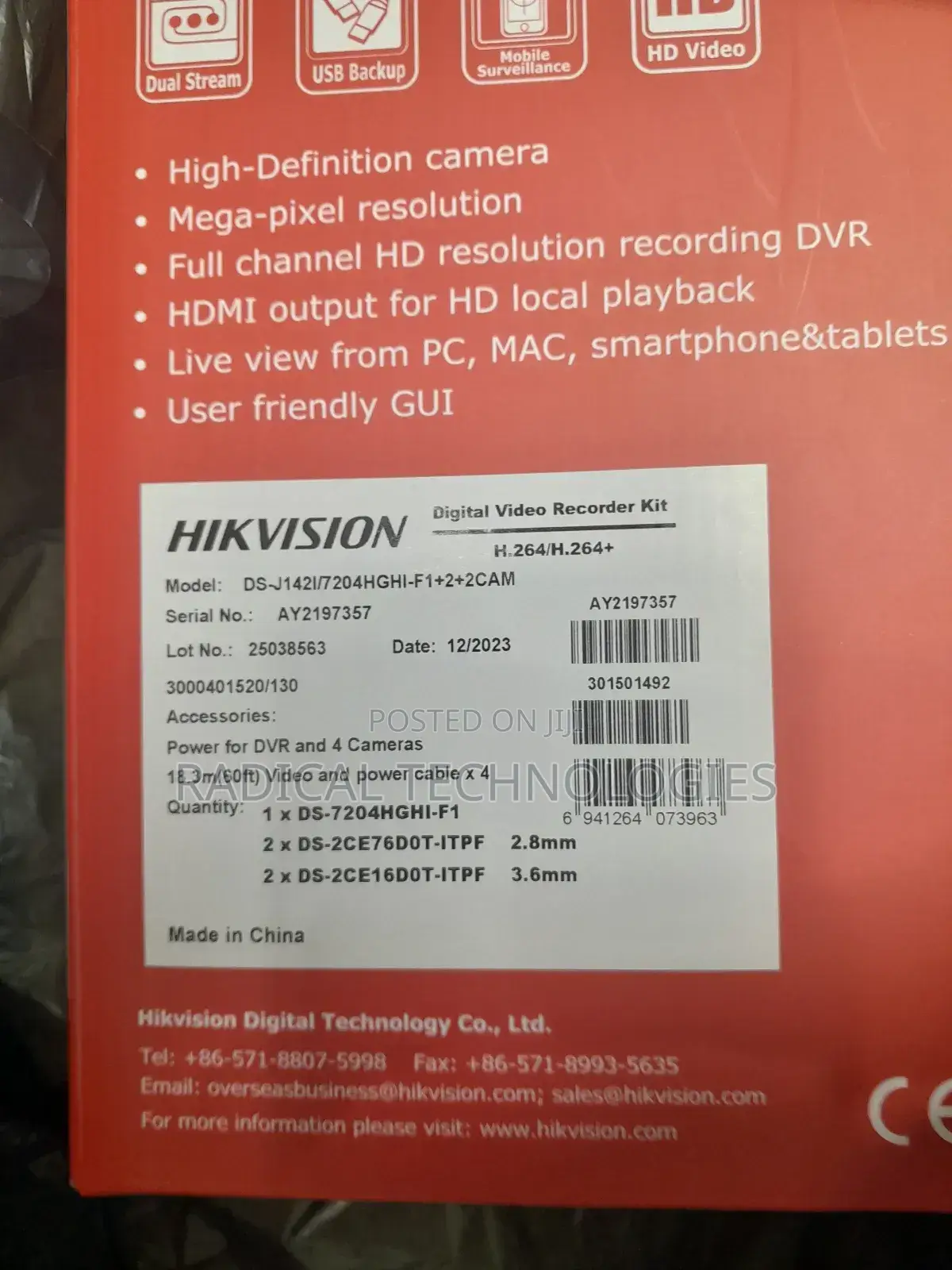 Hikvision Kit4 Camera With DVR and Cable Security Ip Camera