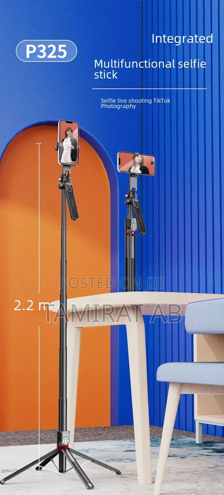 P325 Quadrupled(Four-Legged) Selfie Stick Dual Remote