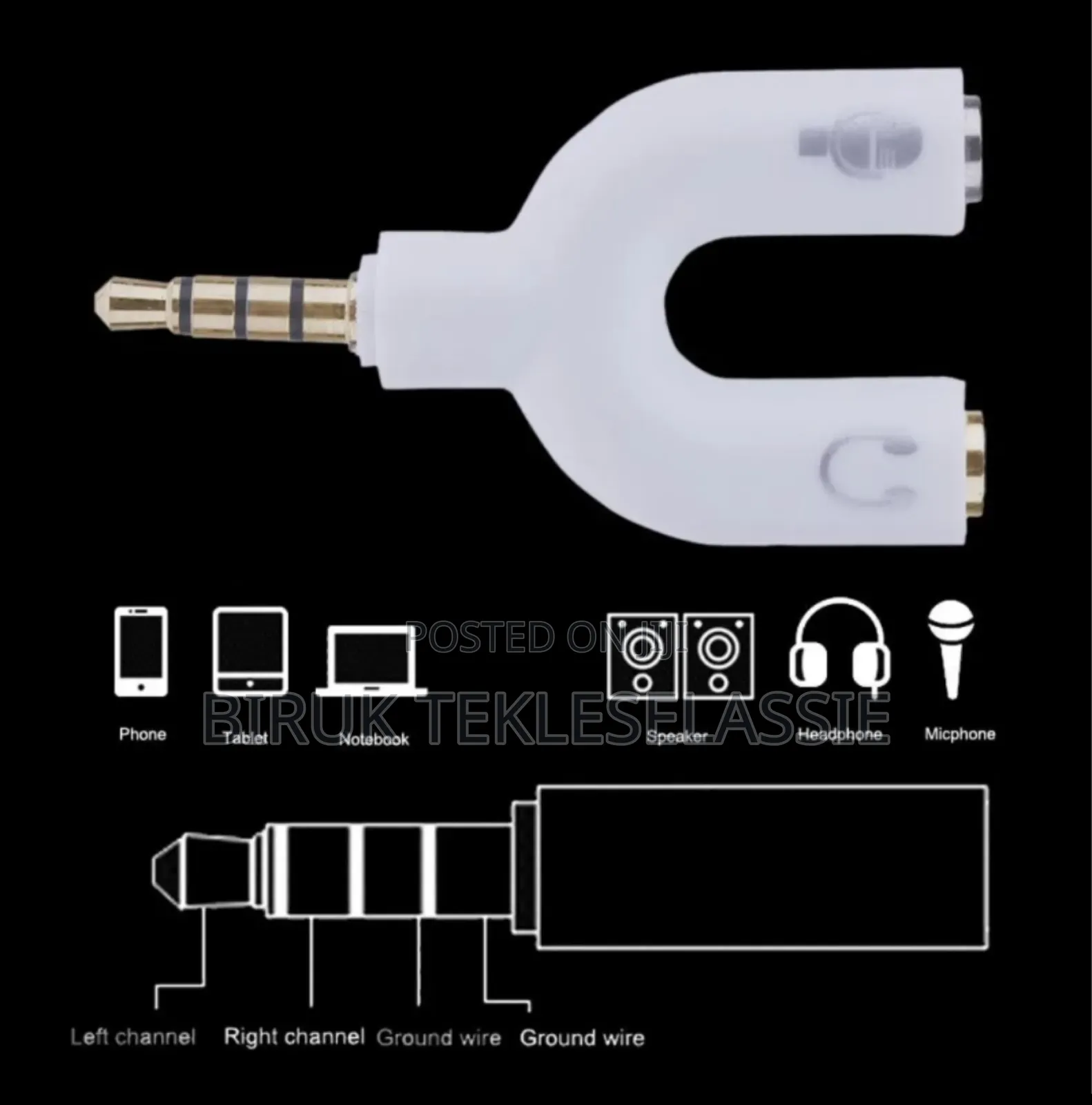 3.5mm Splitter Stereo Plug Mic Headphone Splitter Adapter