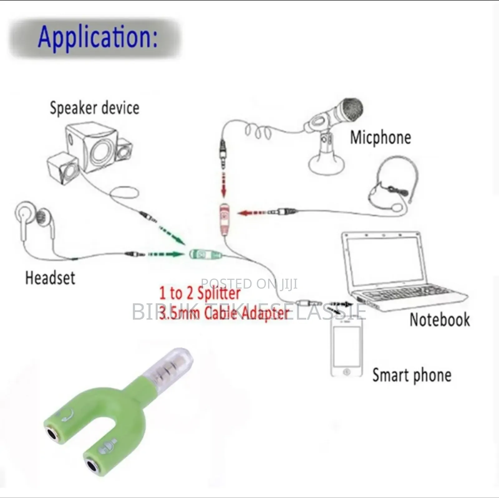 3.5mm Splitter Stereo Plug Mic Headphone Splitter Adapter