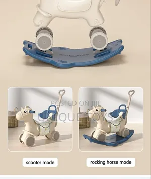 4-in-1 Rocking Horse, Ride-On, a Guide Bar and a Music Box