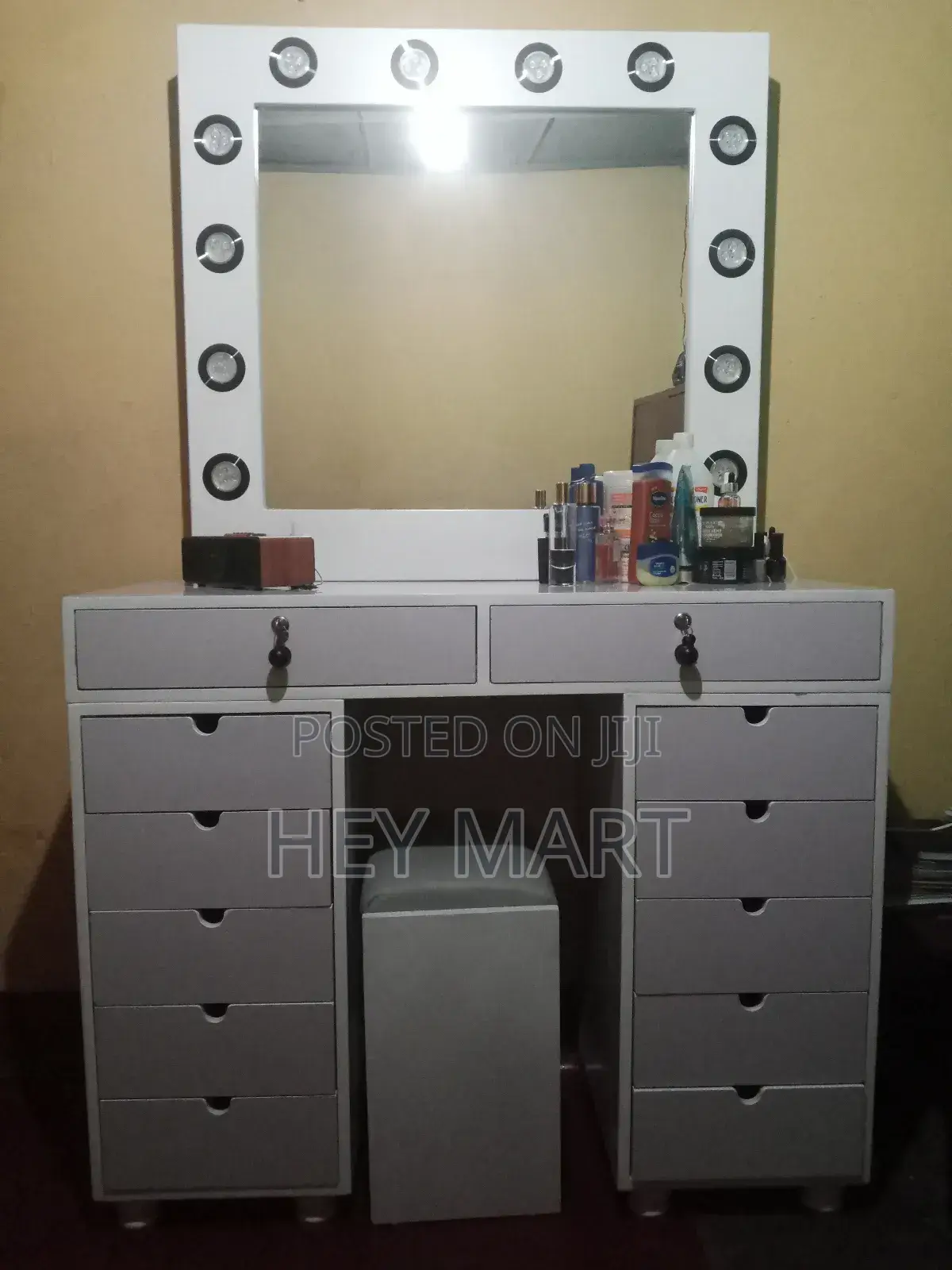 White Dressing Mirror Vanity With LED Lights