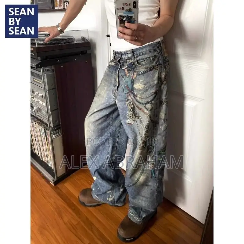 Wide-Leg Baggy Jeans (Denim Jeans )