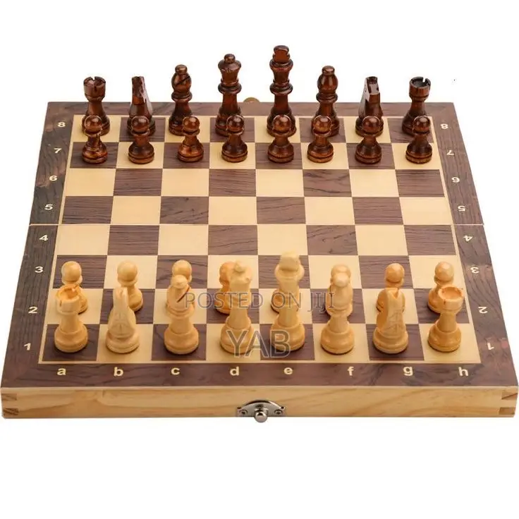 Wooden Chessboard With Marble Pieces