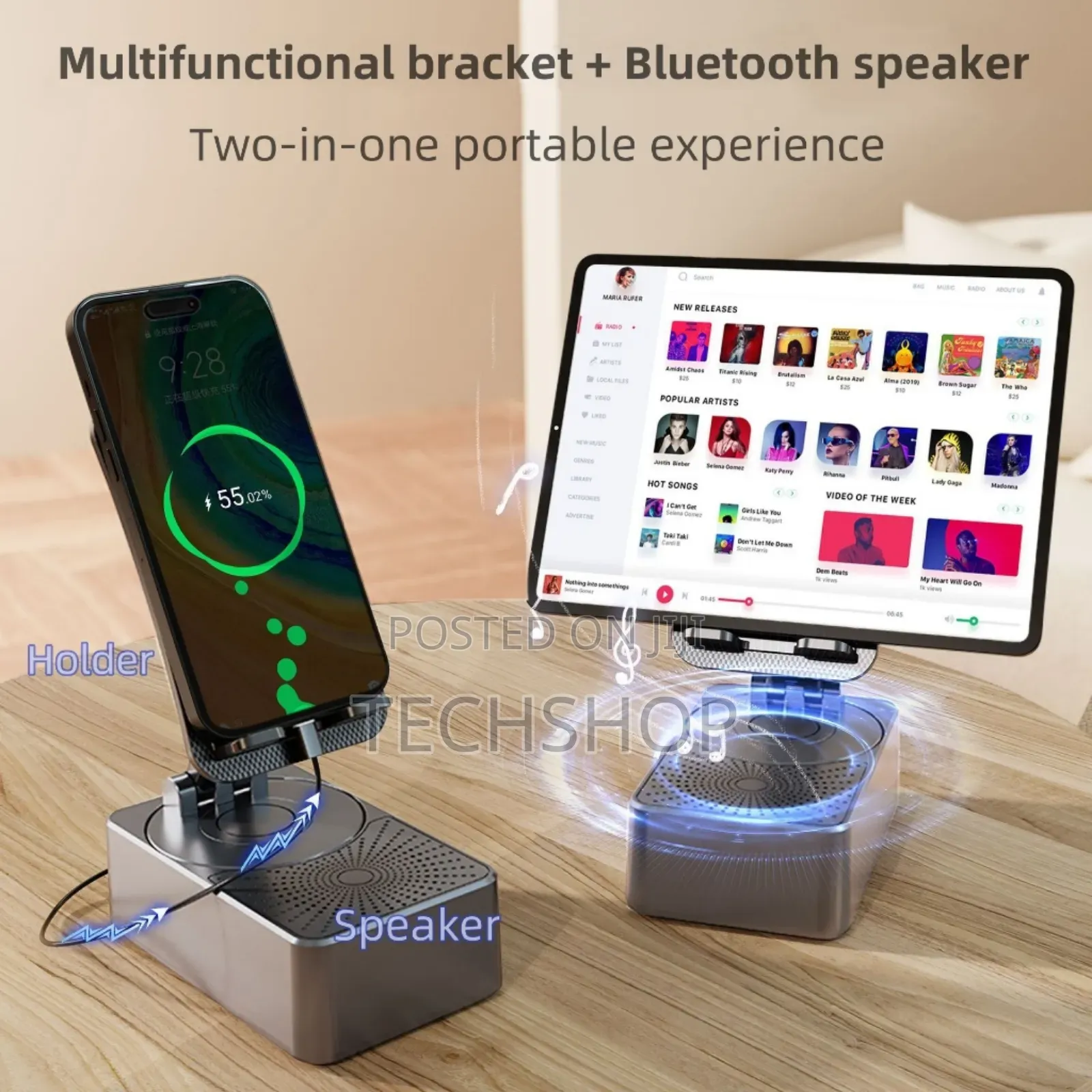 Phone Tablet Stand With Speaker