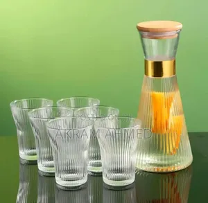 Ribbed Glass Pitcher Set