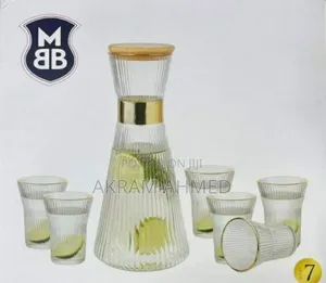 Ribbed Glass Pitcher Set