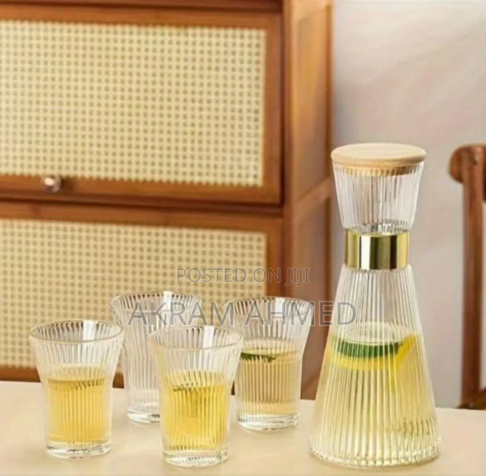 Ribbed Glass Pitcher Set
