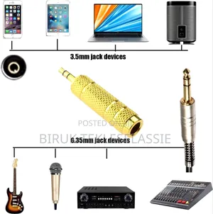 3.5mm Male to 6.5mm Female Headphone Earphone Audio Adapter