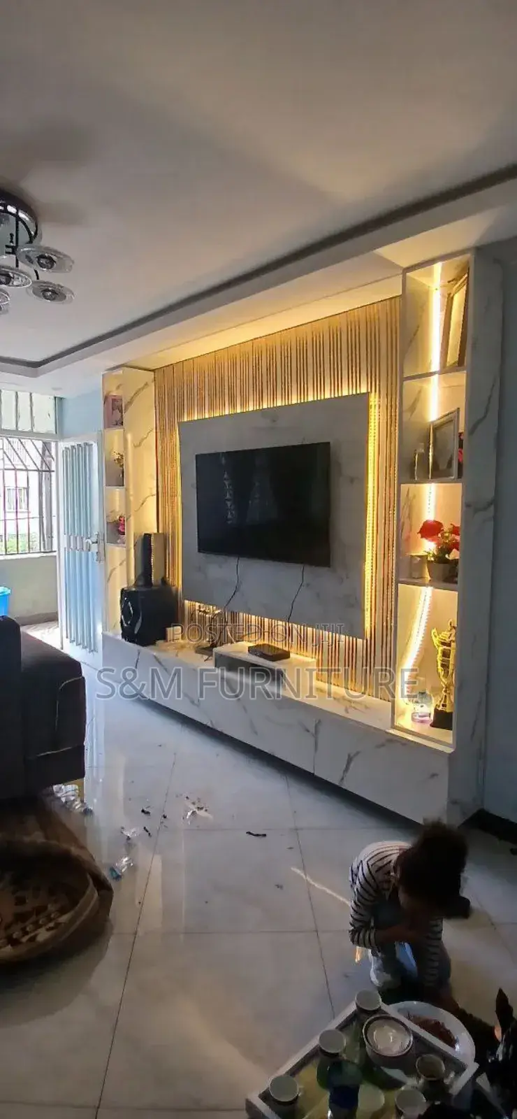 Luxury Tv Stands With LED Lights Per Square Meter.