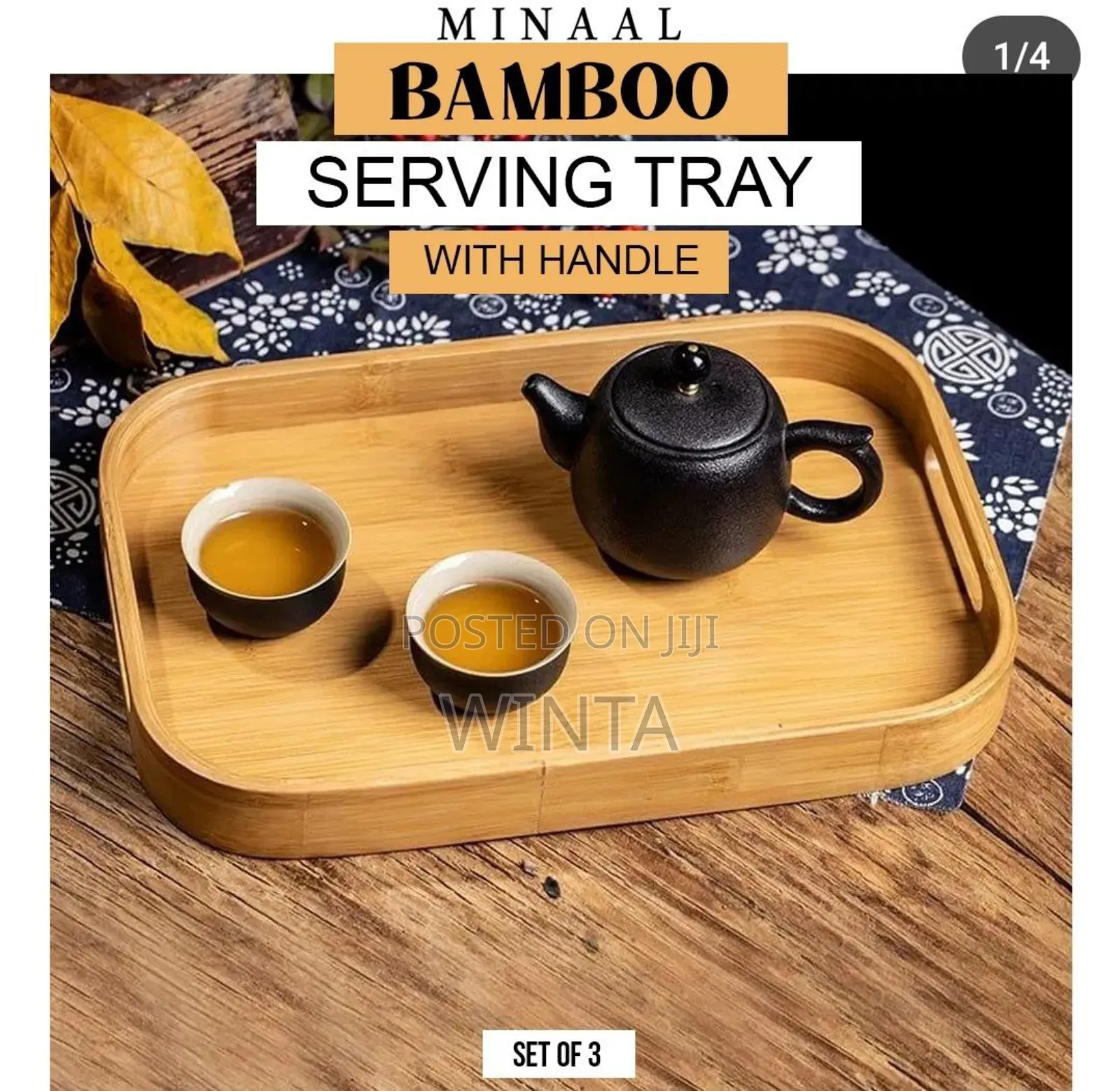 3 PCS Set Original Bamboo Tray