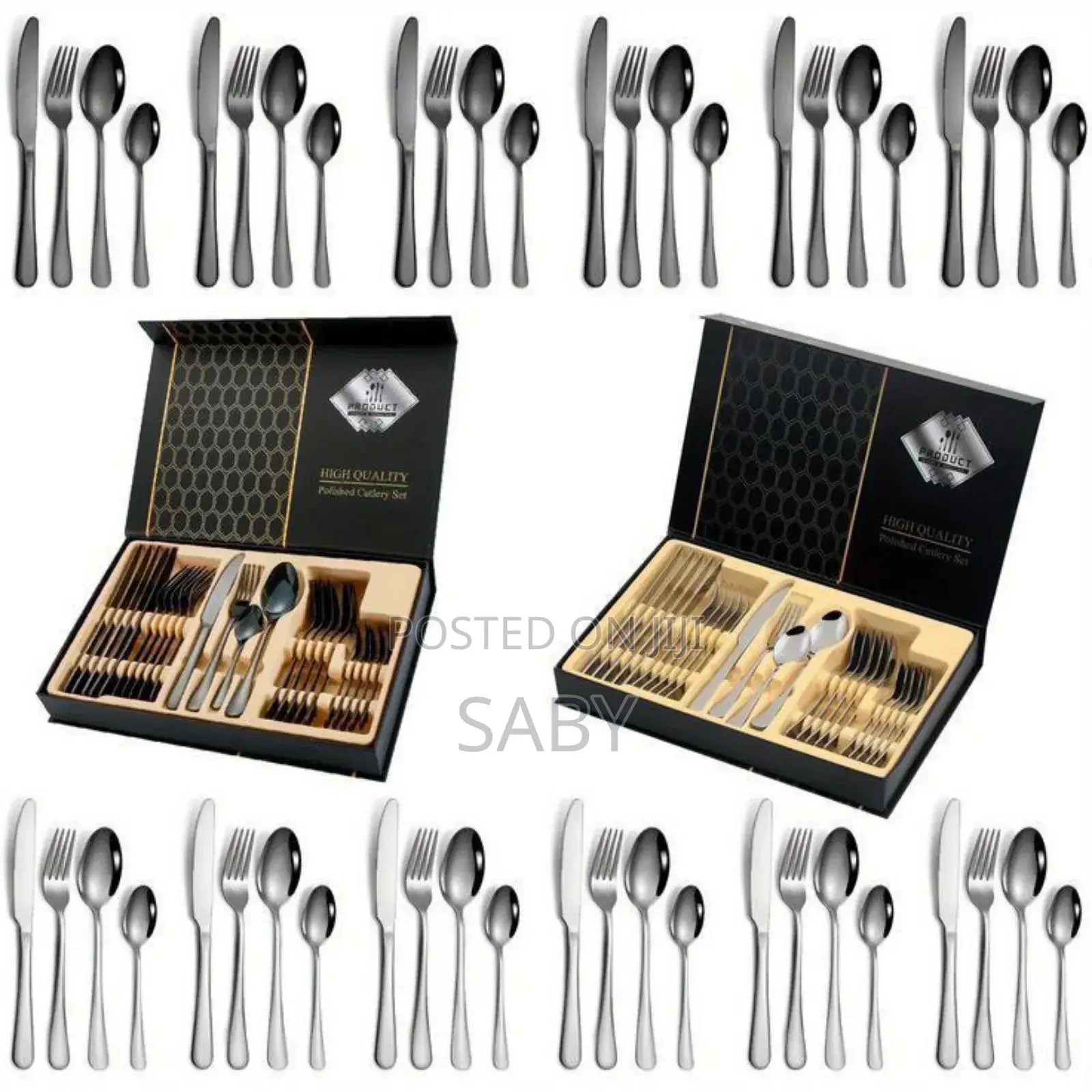 24pc Stainless Steel Cuterly Set With Spoon And Knifeholder
