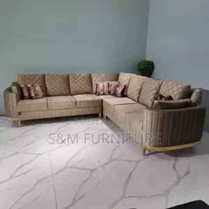 Photo - Golden Colour L Shape Sofa With Fair Price.