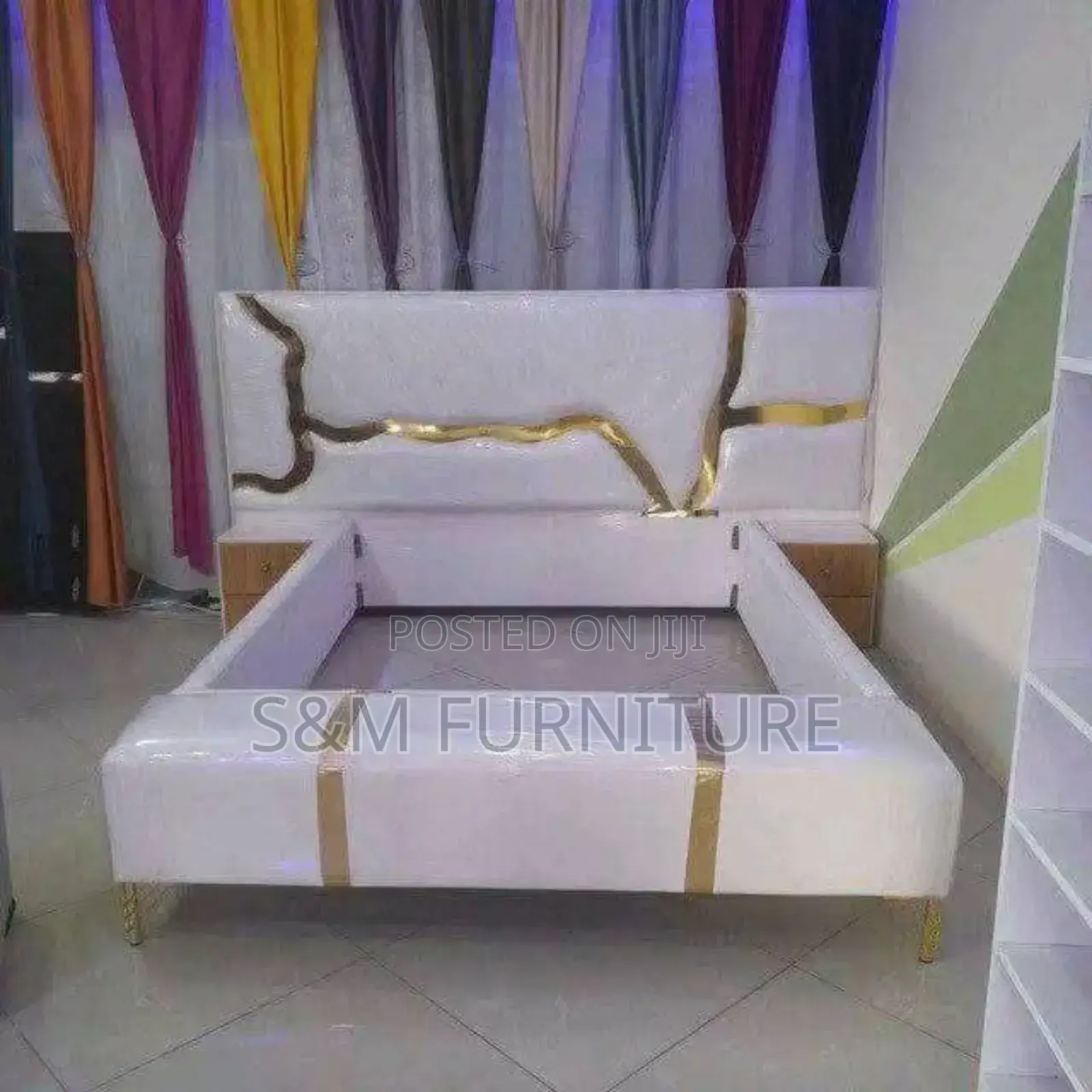 Modern 1.20 Meter Bed With Aluminium Legs 2 Side Drawers.