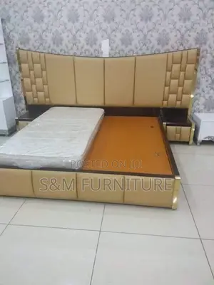 Photo - Golden Colour 1.80 Meter Bed With 2 Side Drawers.