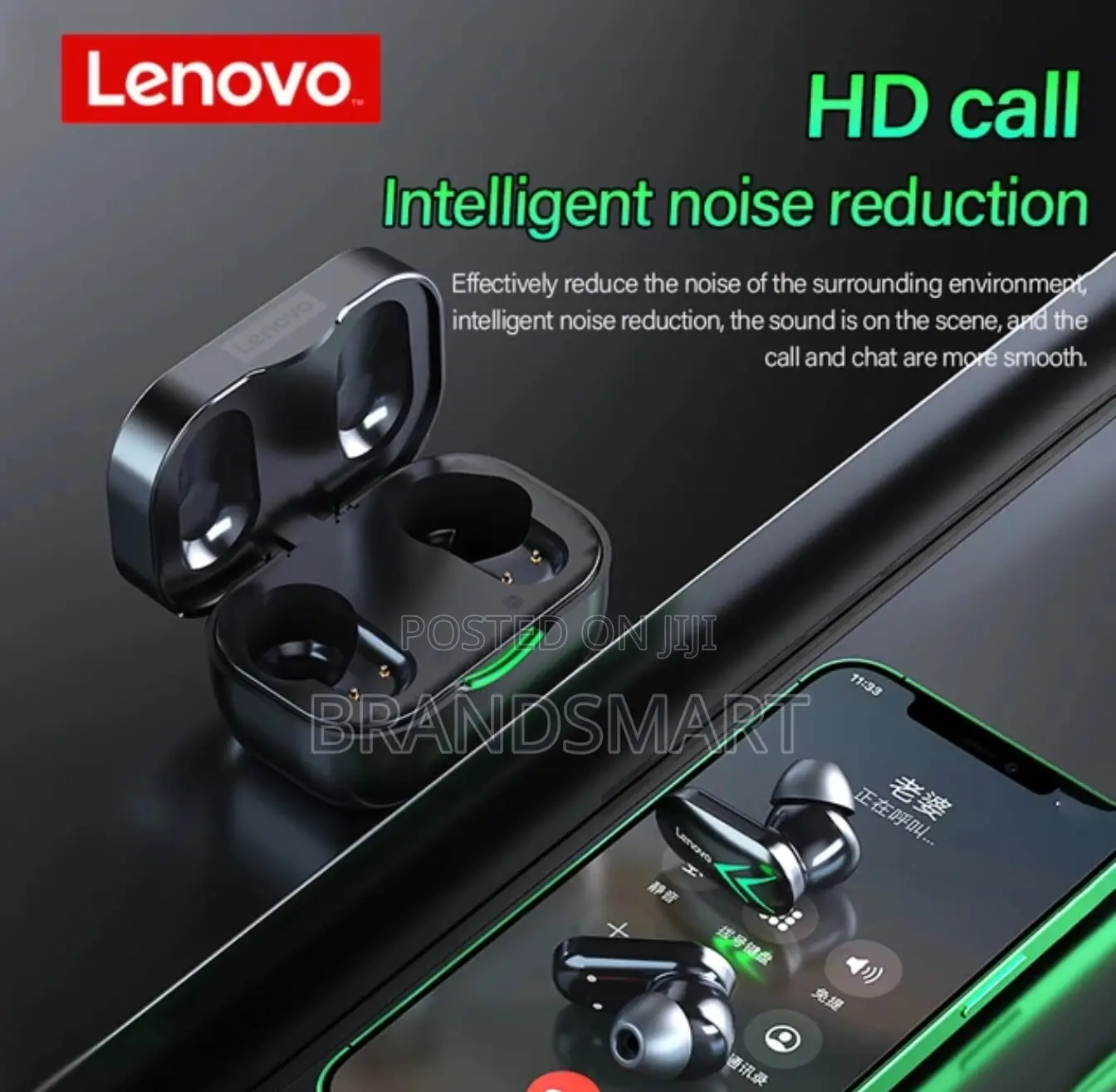 Lenovo Wireless Earbud Deep Bass Low Latency With LCD Screen