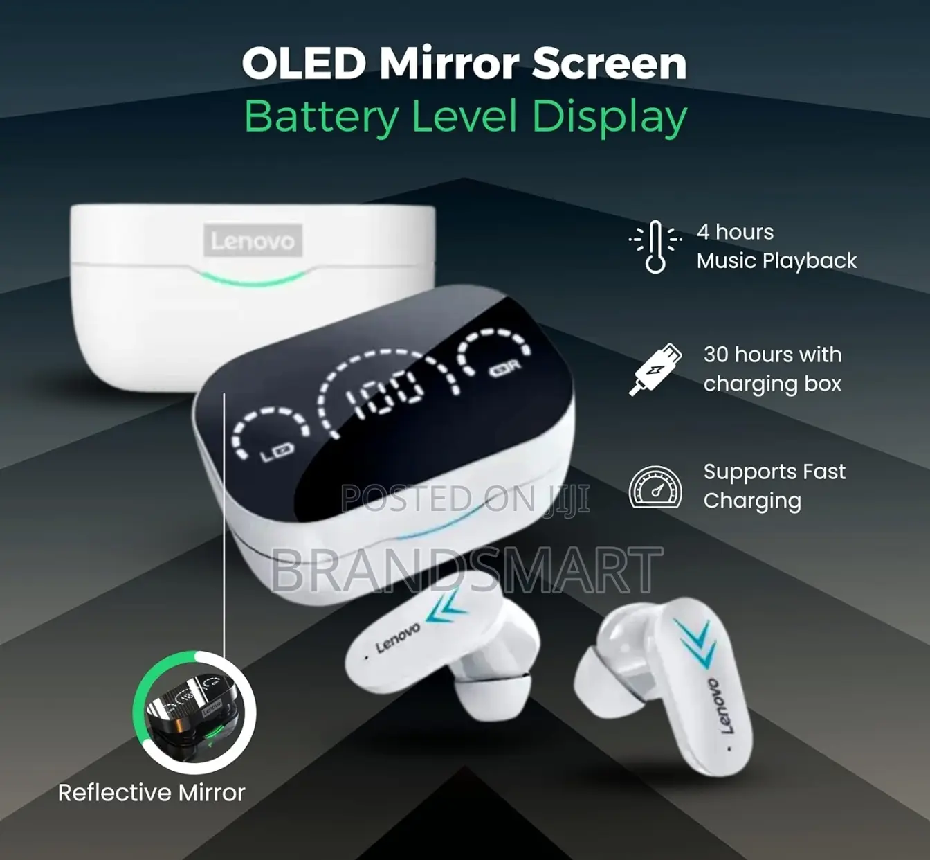 Lenovo Wireless Earbud Deep Bass Low Latency With LCD Screen