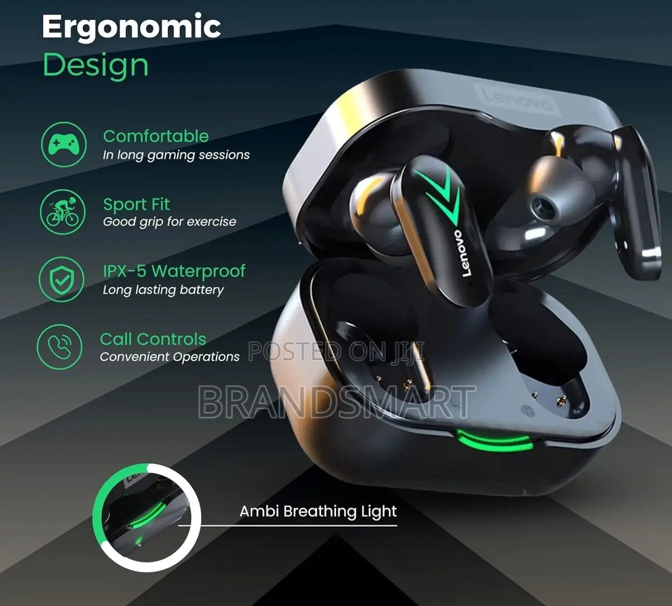 Lenovo Wireless Earbud Deep Bass Low Latency With LCD Screen