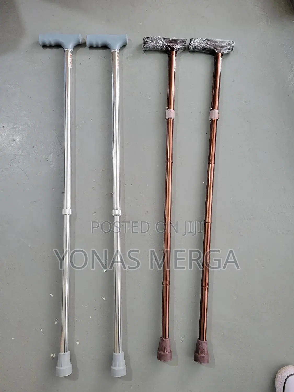 Elegant Walking Stick Made of Light Metal in Metallic Bronze