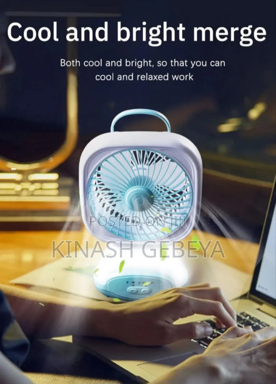 2 in 1 Rechargable Cooling Fan and Lamp(ማቀዝቀዣ እና መብራት)