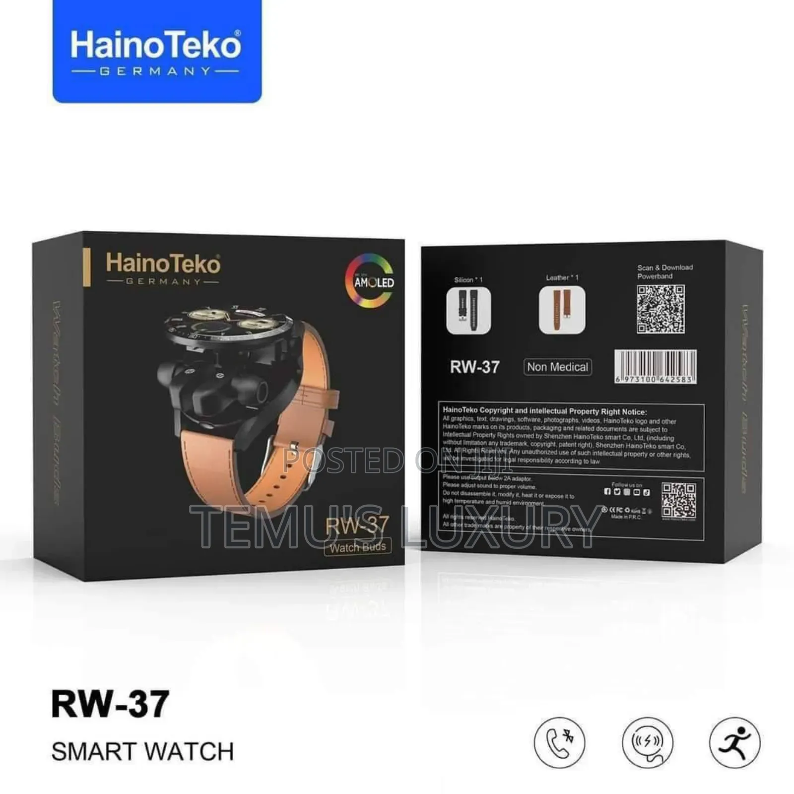 2in1 Hainoteko Smart Watch With Wireless Earbuds