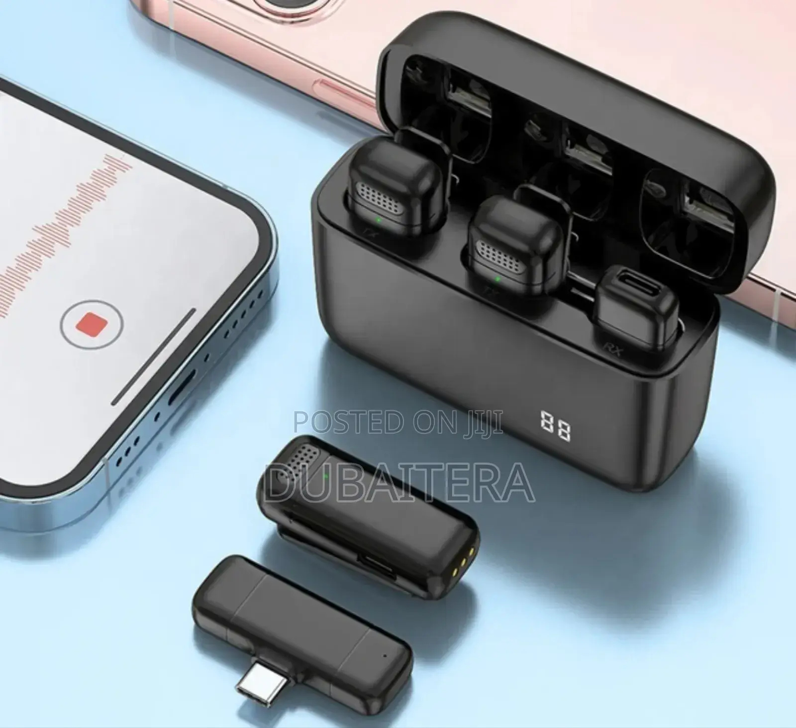 New Dual Wireless Collar Clip Microphone + Charging Case
