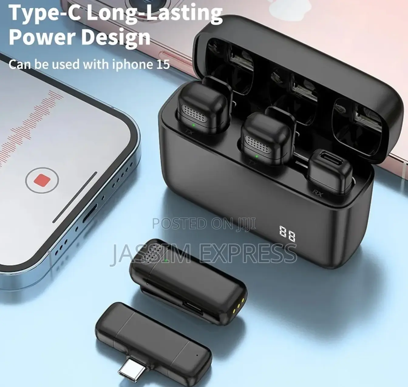 Dual Wireless Microphone With 300mah Charge Case