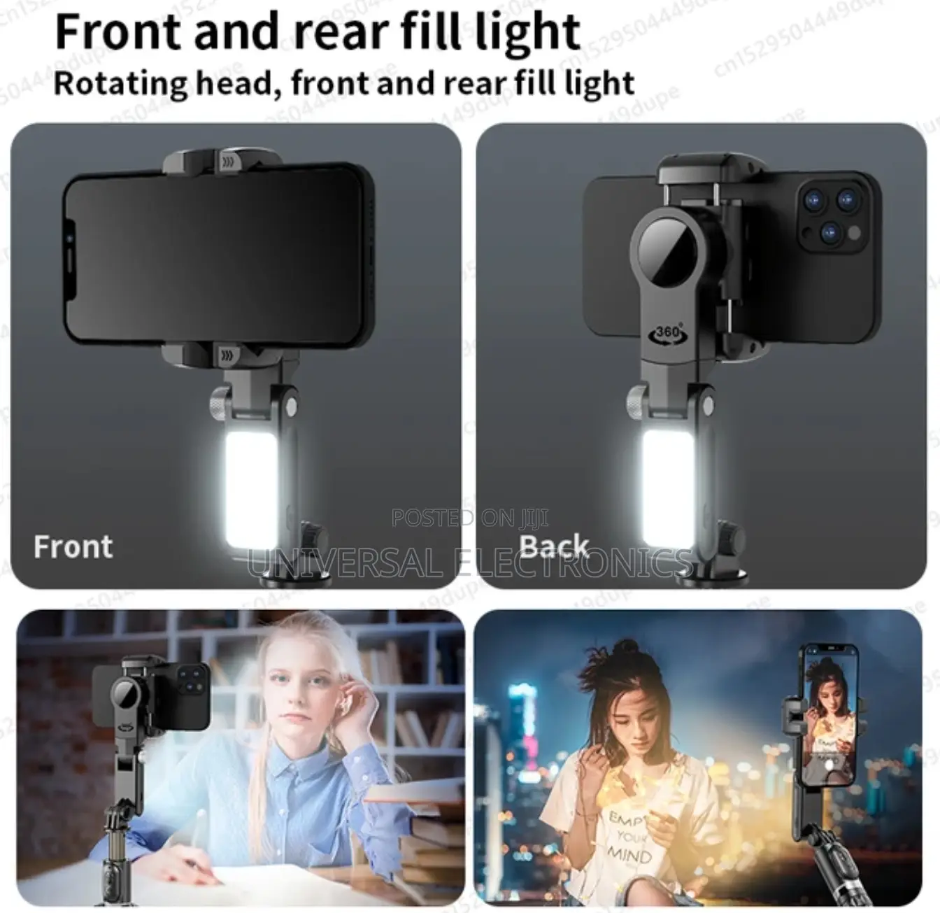 Gimbal Stabilizer + Selfie Stick + Tripod + Fill Light