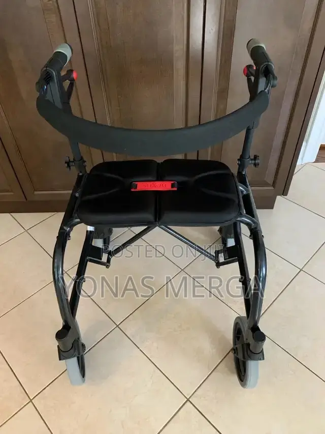 Lightweight Folding Rolling Walker Backrest,Black Walnut