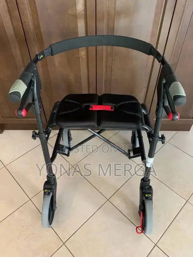 Lightweight Folding Rolling Walker Backrest,Black Walnut