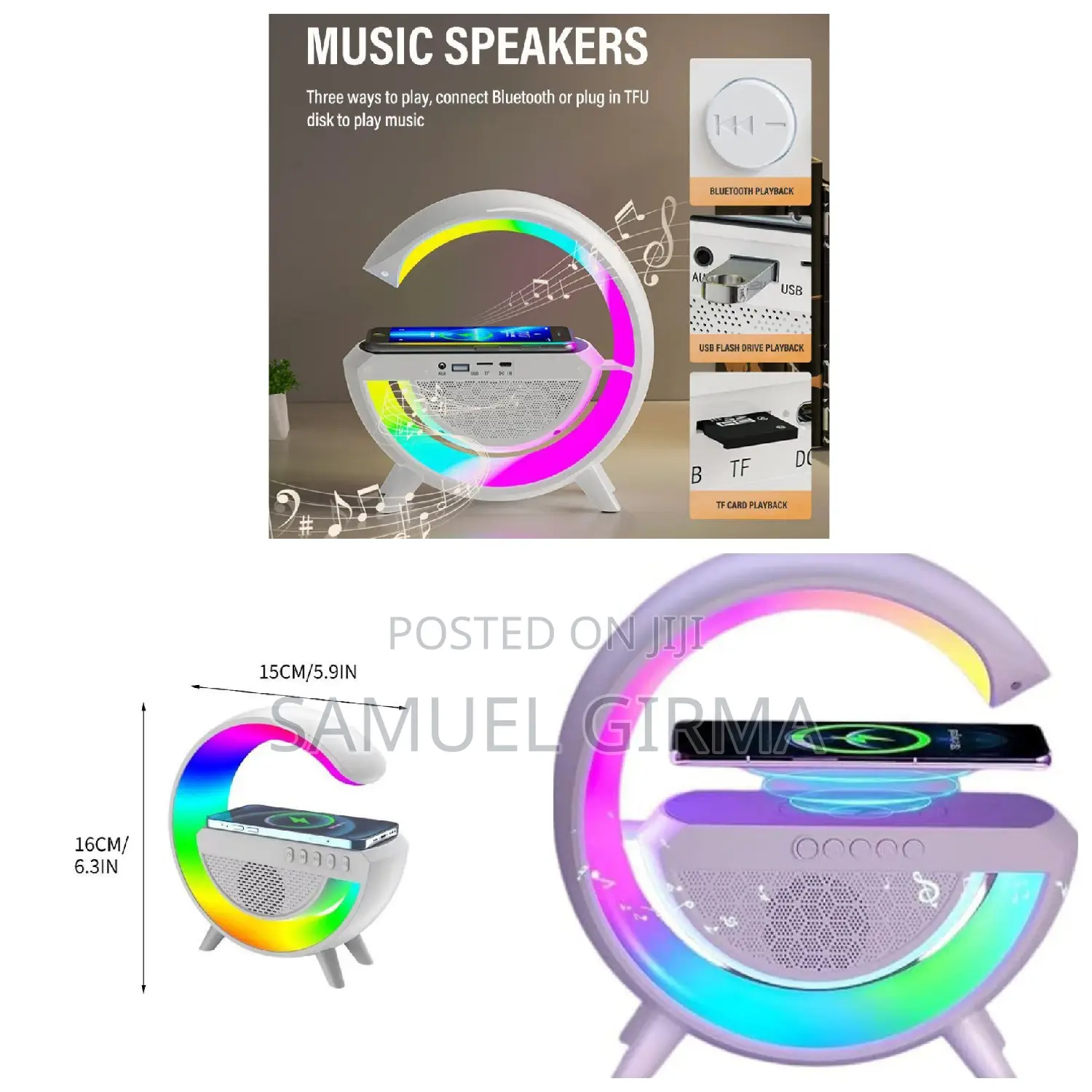 Led Wireless Charging Speaker With Bluetooth Speaker